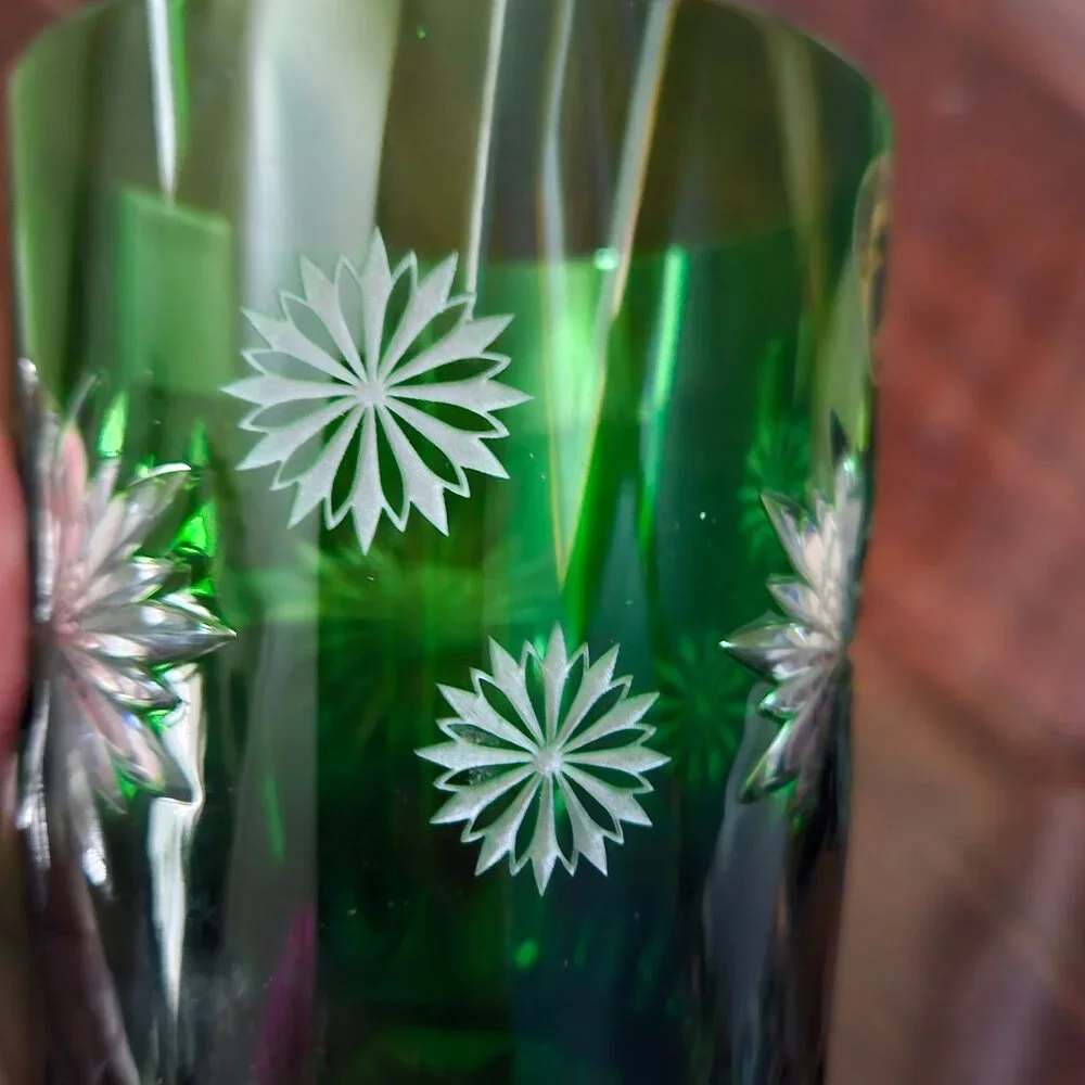 WATERFORD CRYSTAL GREEN SNOWFLAKE WISHES DOF WHISKEY CHRISTMAS GLASS TUMBLER